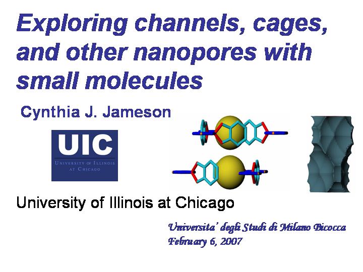 Exploring channels, cages and other nanopores with small molecules